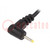 Cable; 2x0.5mm2; wires,DC 2,35/0,7 plug; angled; black; 1.5m