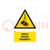 Znak bezpieczeństwa; ostrzegawczy; PVC; W: 200mm; H: 300mm