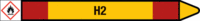 Rohrmarkierer mit Gefahrenpiktogramm - H2, Rot/Gelb, 2.6 x 25 cm, Selbstklebend