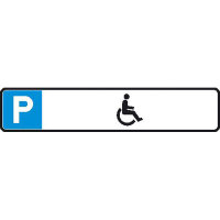 Parkplatzschild Symbol: P, Symbol: Rollstuhlfahrer, Alu geprägt, Größe 52x11 cm