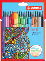 Premium-Filzstift STABILO® Pen 68, Kartonetui mit 18 Farben