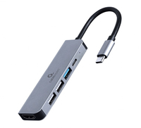 Gembird A-CM-COMBO5-03 Notebook-Dockingstation & Portreplikator Kabelgebunden USB 3.2 Gen 1 (3.1 Gen 1) Type-C Silber