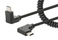Manhattan USB-C to USB-C Cable, 1m, Male to Male, Black, 480 Mbps (USB 2.0), Tangle Resistant Curly Design, Angled Connectors, Ideal for Charging Cabinets/Carts, Power Delivery ...