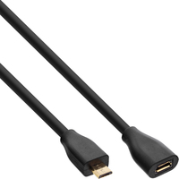 InLine Micro-USB Verl., USB 2.0 Micro-B ST/BU, schwarz, vergoldete Kont., 5m