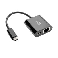 Tripp Lite U436-06N-GB-C USB-C-zu-Gigabit-Netzwerkadapter mit USB-C PD-Aufladung - Thunderbolt 3, Schwarz
