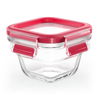 Emsa Clip & Close Frischhaltedose 0,18 Liter, quadratisch, aus Glas,