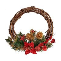 Couronne de Noël 30,48 cm Rouge Bois Vert Plastique