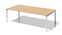 Cito Chefarbeitsplatz/Konferenztisch, 650-850 mm höheneinstellbares U-Gestell, H 19 x B 2400 x T 1200 mm, Dekor ahorn, Gestell verkehrsweiß