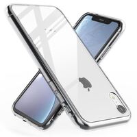 NALIA Tempered Glass Case compatible with iPhone XR, Protective Crystal Clear 9H Hard Cover with Silicone Bumper, Shockproof & Scratch-Resistent Mobile Phone Back Protector Cove...