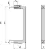 Griff, Breite 9 mm, Höhe 98 mm