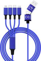 Smrter USB töltőkábel USB-A dugó, USB-C® dugó, USB-C® dugó, Apple Lightning dugó, USB mikro B dugó 1.20 m Navy kék SMRTER_ELITE_C_NB
