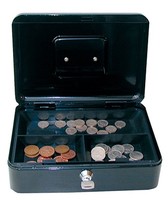 ValueX Metal Cash Box 250mm (10 Inch) Key Lock Black