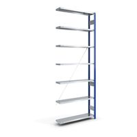Boltless storage shelving unit, uprights in blue, zinc plated shelf