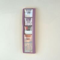 Wall mounted coloured leaflet dispensers - 4 x ? A4 pockets, lilac