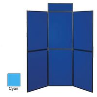 Lightweight folding display panel kit - 7 panel and table top, cyan