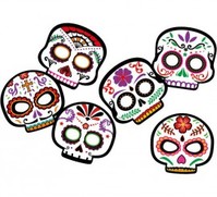 6 Máscaras del Día de los Muertos de cartón Universal Adulto