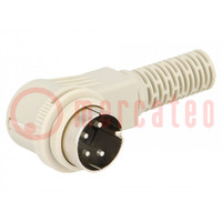 Plug; DIN; male; PIN: 4; Layout: 216°; angled 90°; for cable