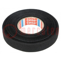 Tape: textile; W: 15mm; L: 15m; Thk: 0.3mm; Automotive; black; 105°C