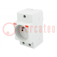 E-type socket; 250VAC; 16A; for DIN rail mounting