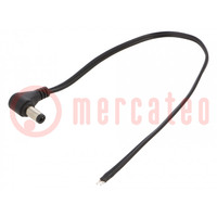 Cable; 2x0.5mm2; wires,DC 5,5/2,5 plug; angled; black; 0.25m