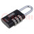 Mount.elem: padlock; Kind: shackle,combination code; C: 5mm; black