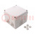Enclosure: junction box; X: 100mm; Y: 100mm; Z: 80mm; wall mount