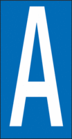 Buchstaben - A, Blau, 57 x 22 mm, Baumwoll-Vinylgewebe, Selbstklebend, B-500