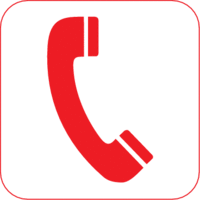 Piktogramm - Telefon, Rot, 30 x 30 cm, PVC-Folie, Selbstklebend, Weiß, Symbol