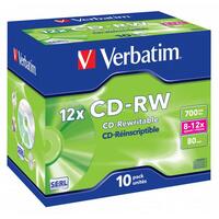 CD-RW Verbatim 700MB 10pcs Pack 12x JewelCase Scratchresist retail