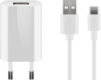 Goobay USB-C-Ladeset, 5 W, Netzteil mit USB-C-Kabel, 1 m, weiß