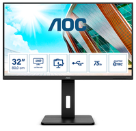 AOC P2 U32P2 számítógép monitor 80 cm (31.5") 3840 x 2160 pixelek 4K Ultra HD LED Fekete
