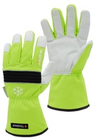 Handschuh ALLROUND HI-VIS, Kälteschutzhandschuh sehr kalte Umgebung, Schwarz-Weiß-Grün, Gr. 12
