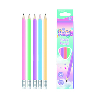 Ołówki drewniane z gumką KEYROAD, pastel, trójkątne, HB, 12 szt., mix kolorów