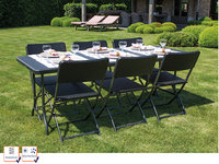 Gartengarnitur Tisch & 6 Stühle, Kunststoff, klappbar, Schwarz