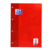 Oxford A4 Arbeitsblätterblock, Lineatur 3, 50 Blatt, Optik Paper® , 4-fach gelocht, kopfseitig geleimt, stabile Kartonunterlage, rot