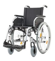 Rollstuhl S-ECO 300,Sitzbreite46,PU-Bereifung, Duo-Armlehnen,Trommelbremse für Begleitperson,silber
