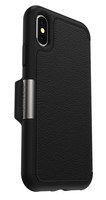 OtterBox Strada - Funda con tapa en cuero auténtico Anti Caídas, fina y elegante para Apple iPhone X/Apple iPhone Xs Negro