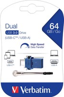 USB-Stick 64GB 3.0 Typ A/C, Dual Drive VERBATIM 49967