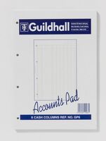 Guildhall A4 Ruled Account Pad with 6 Cash Columns and 60 Pages White