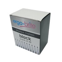 Ergo-Brite Drywipe Marker Rubber Grip Black (Pack of 48) JN10110