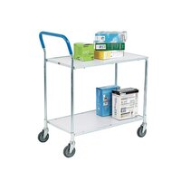 Metallic Grey and White Zinc Plated 2 Tier Service Trolley 375424