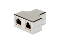 CAT 5e Modular Coupler. shielded 2x RJ45 to 1x RJ45. Threefold Coupler