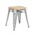 Bolero Bistro Low Stools in Grey Steel with Wooden Seat Pad - Pack of 4