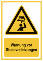 Kombischild - Warnung vor Hindernissen im Kopfbereich, Gelb/Schwarz, Aluminium