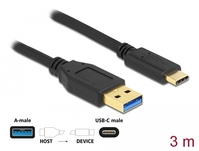 Delock SuperSpeed USB (USB 3.2 Gen 1) kábel A-típusú - USB Type-C csatlakozó végekkel 3 m