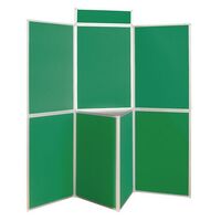 Lightweight folding display panel kit - 7 panel and table top, green