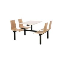 Beech seat fixed canteen table and chairs