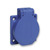 Schukosteckdose, blau, 2p+E, 10/16A, 250 V, für DE, IP54, 50x50mm