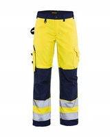 Damen High Vis Bundhose 7155 ohne Werkzeugtaschen gelb/marineblau