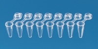 PCR-Gefäße 8er Strips mit anhängenden Einzeldeckeln PP | Volumen ml: 0.15